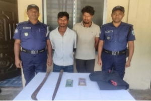 ছাতকে ডাকাতির ২৪ ঘণ্টার মধ্যেই দেশীয় অস্ত্রসহ ২ ডাকাত গ্রেফতার