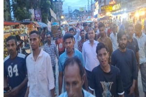 জগন্নাথপুরে সাংবাদিক সুনুকে নিয়ে কুরুচিপূর্ণ মন্তব্যের প্রতিবাদে বিক্ষোভ মিছিল মিছিল 
