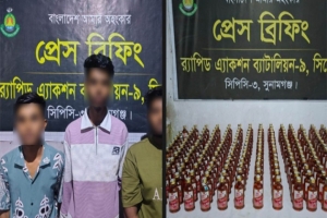 সুনামগঞ্জে বিপুল পরিমাণ বিদেশি মদসহ আটক ৩