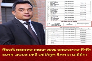 সিলেট মহানগর দায়রা জজ আদালতের নতুন পিপি মোমিনুল ইসলাম মোমিন
