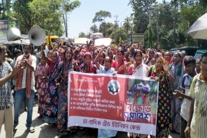 সিলেটে চা-শ্রমিকদের মজুরি বৃদ্ধির দাবিতে সড়ক অবরোধ ও বিক্ষোভ