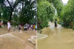 ভারি বৃষ্টিপাত ও পাহাড়ি ঢলে কানাইঘাটের বিভিন্ন এলাকা প্লাবিত
