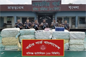 হবিগঞ্জে  বিজিবি'র অভিযানে অর্ধকোটি টাকার ভারতীয় চোরাই মাল উদ্ধার