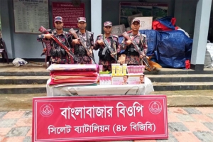সিলেট সীমান্তে পৃথক অভিযানে অর্ধকোটি টাকার চোরাচালান পণ্য জব্দ