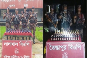 সিলেট সীমান্তে ভারতীয় মদ ও ফেনসিডিল জব্দ