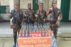 সুনামগঞ্জ সীমান্তে বিজিবির অভিযান, ১৯১ বোতল ভারতীয় মদ জব্দ