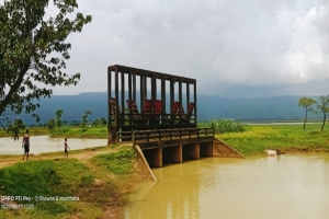 নলজুরি খালে প্রায় সাড়ে ৩ কোটি টাকা ব্যয়ে হাওর উন্নয়নে নির্মিত সুইচ গেইট এখন গলারকাঁটা